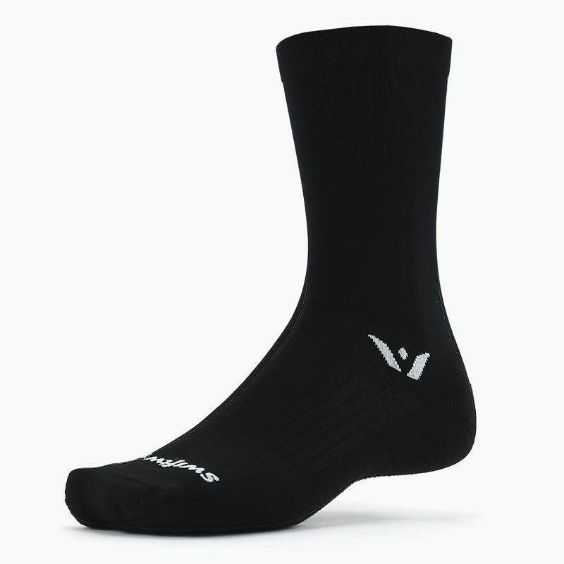Swiftwick Mens Womens Unisex Aspire Seven 7 inch Crew Cuff Biking Socks black