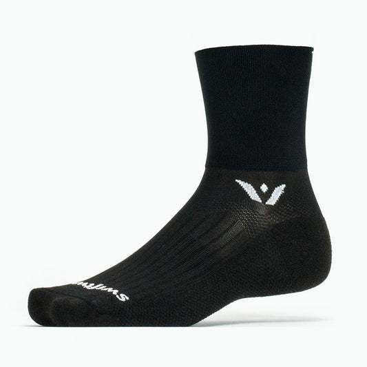 Swiftwick Mens Womens Aspire Four 4" Cycling Running Trail Running Hiking Socks Black
