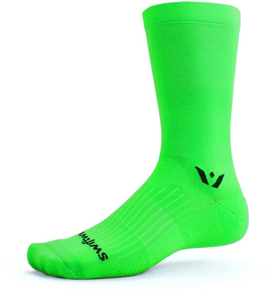 Swiftwick Mens Womens Unisex Aspire Seven 7 inch Crew Cuff Biking Socks lime green