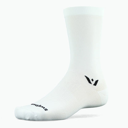 Swiftwick Mens Womens Unisex Aspire Seven 7 inch Crew Cuff Biking Socks White