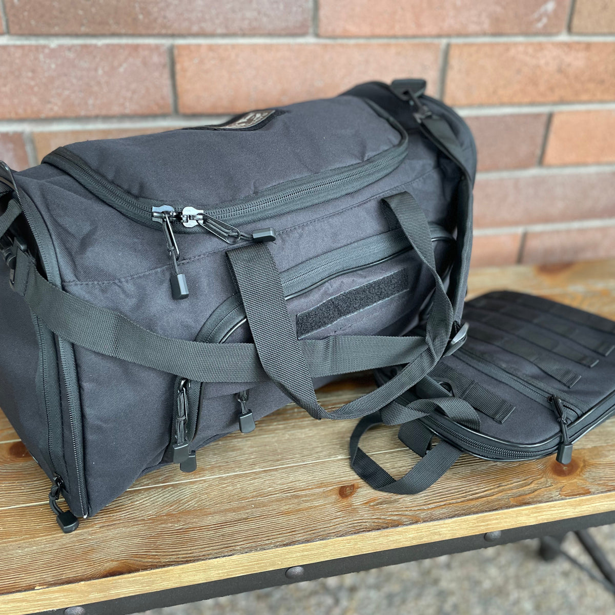 Wolftraders wolfNGo II 2 Locker Room Duffle Bag Black Main with folded self