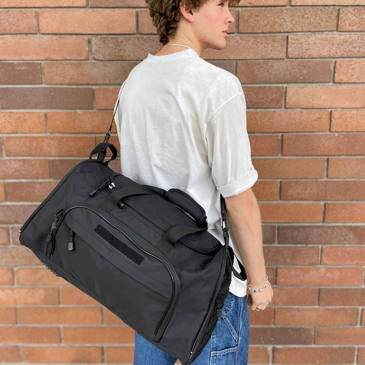Wolftraders wolfNGo II 2 Locker Room Duffle Bag Black on model