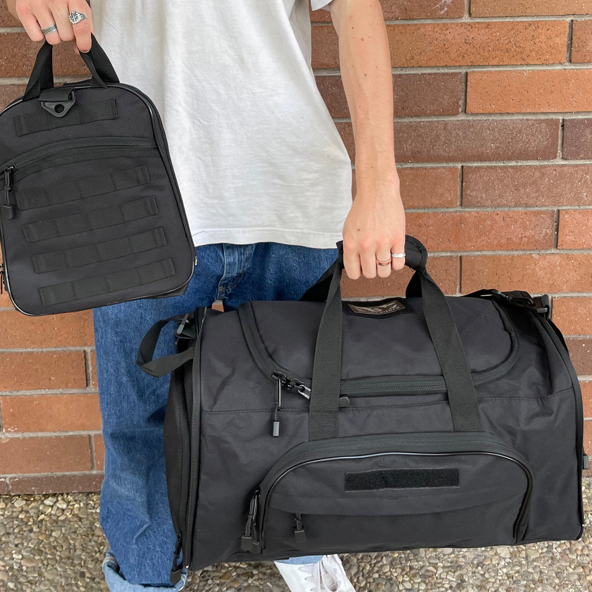Wolftraders wolfNGo II 2 Locker Room Duffle Bag Black Main with folded self 2