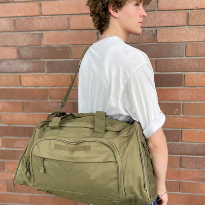 Wolftraders wolfNGo II 2 Locker Room Duffle Bag Olive Draft Green Main on shoulder