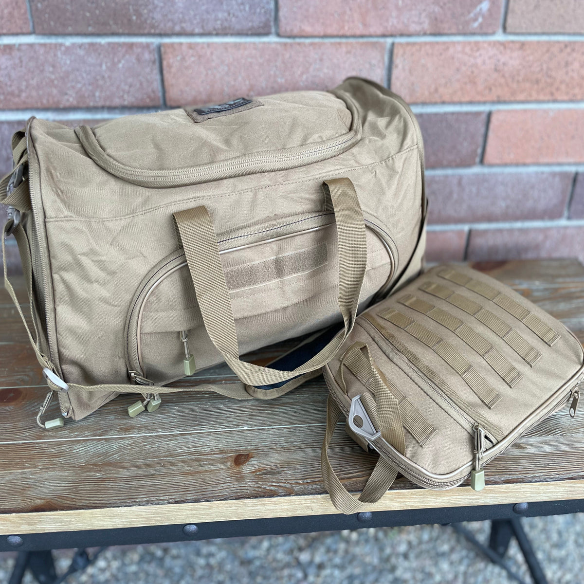 Wolftraders wolfNGo II 2 Locker Room Duffle Bag Coyote Main with folded self