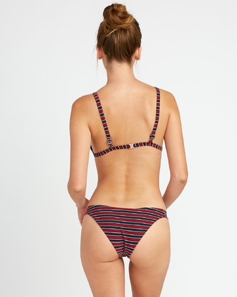 RVCA Women's Red White RVCA Medium Bikini Swim Bottom Back Model