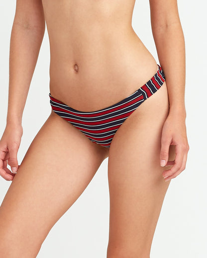 RVCA Women's Red White RVCA Medium Bikini Swim Bottom Front